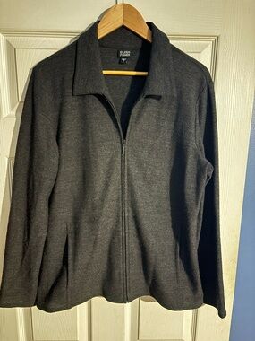 Vintage Eileen Fisher Women’s 100% Wool Full Zip Charcoal Grey Jacket USA Size L